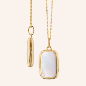 Slim Britt Gold Locket Necklace with Mother of Pearl