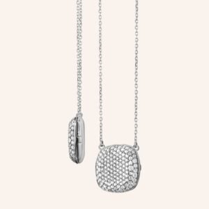 Slim Rae & Chain Locket with Pavé White Sapphires