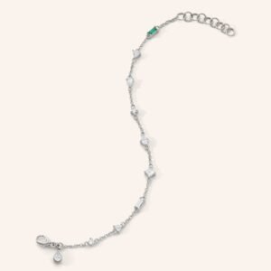 Tennis Bracelet with Fancy Cut Rock Crystal Stones and Tsavorite